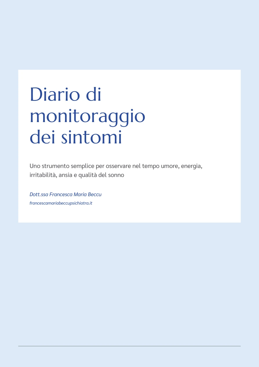 Copertina del Diario di monitoraggio dei sintomi